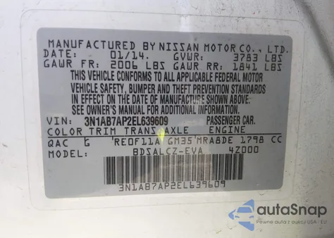 2014 Nissan Sentra S из США, поврежденный, VIN 3N1AB7AP2EL639609